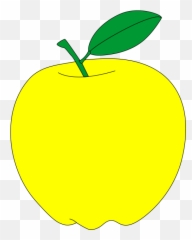 Download Hd Yellow Apple With Green Leaf Free Vector Clipart - Yellow Apple Clip Art Png,Apple Clipart Transparent