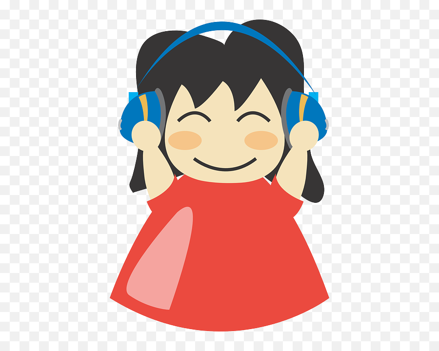 Girl With Headphones Clip Art - Vector Clip Art Listening To Music Png,Headphones Clipart Transparent