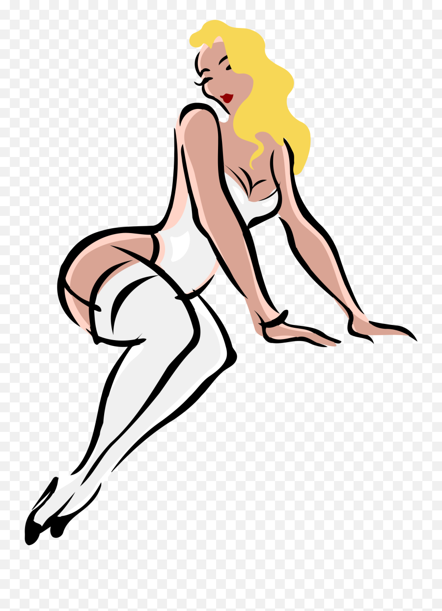 Light Skin Blonde Hair White Clothes - Clipart Of A Sexy Lingerie Png,Sexy Girl Png