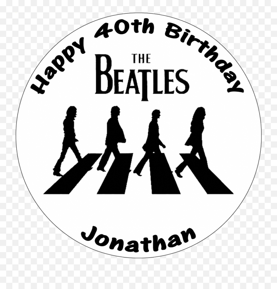 The Beatles Black U0026 White Abbey Road Round Birthday Cake Topper - Beatles Cake Topper Png,The Beatles Png