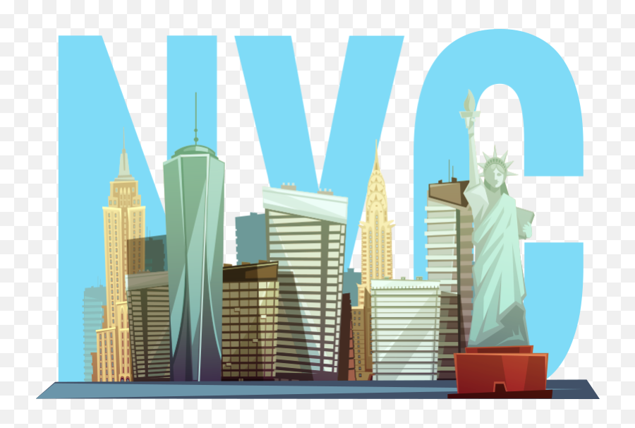 Cartoon Nyc Skyline New York Wall Decal - Vertical Png,Nyc Skyline Png