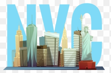 Cartoon Nyc Skyline New York Wall Decal - Vertical png