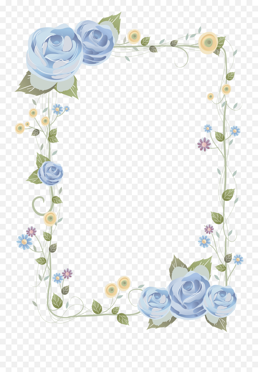 Blue Rose Frame - Background Frame Flower Hd Transparent Frame Border Flower Backgrounds Png,Rose Png Hd