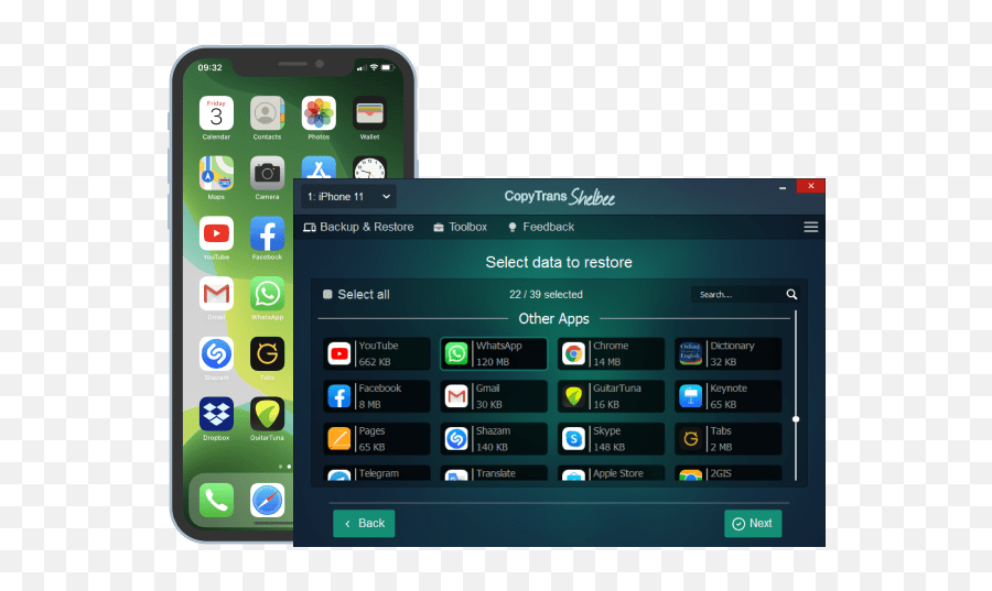 Back Up And Restore Iphone Without Itunes Copytrans Shelbee - Technology Applications Png,Ios 11 Control Center Green Icon