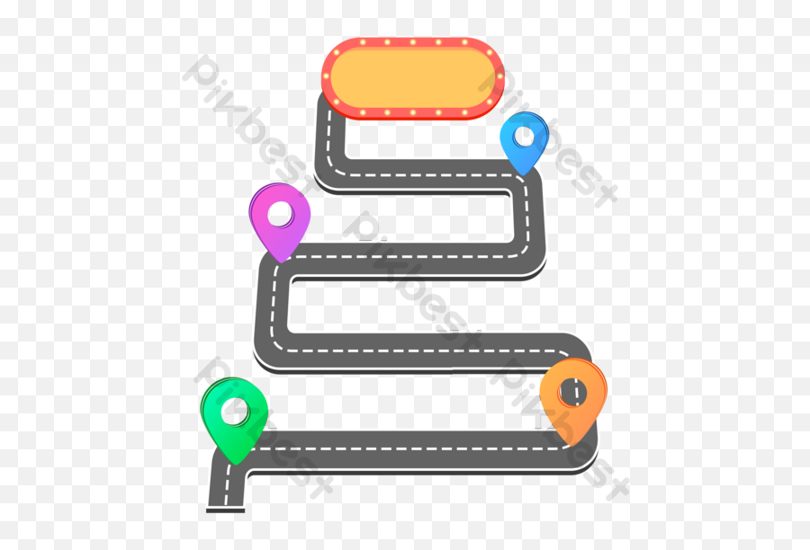 Cartoon Highway Location Route Map Vector Elements Png - Hoja De Ruta Dibujo,Destination Icon Vector