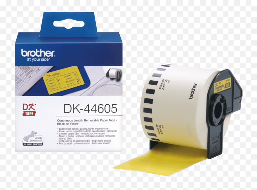Brother Dk44605 62mm Yellow Removable Paper Label Roll - Brother Label Tape Dk 22205 Png,Leitz Icon Labels
