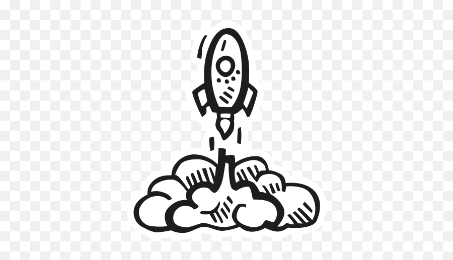 Rocket Launch Free Icon Of Space Hand Drawn Black Sticker - Rocket Png Icon White,Rocket Png