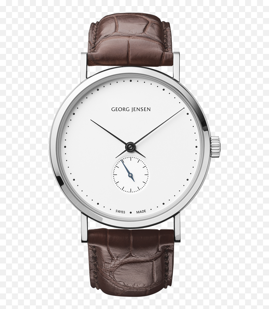 Koppel - 38 Mm Mechanical Handwound White Dial Brown Alligator Strap Koppel Georg Jensen Watch Png,Master Hand Png