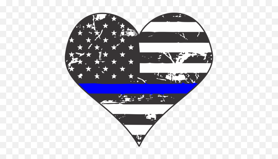 Womens Thin Blue Line Distressed Heart - Police Officer Png,Distressed American Flag Png