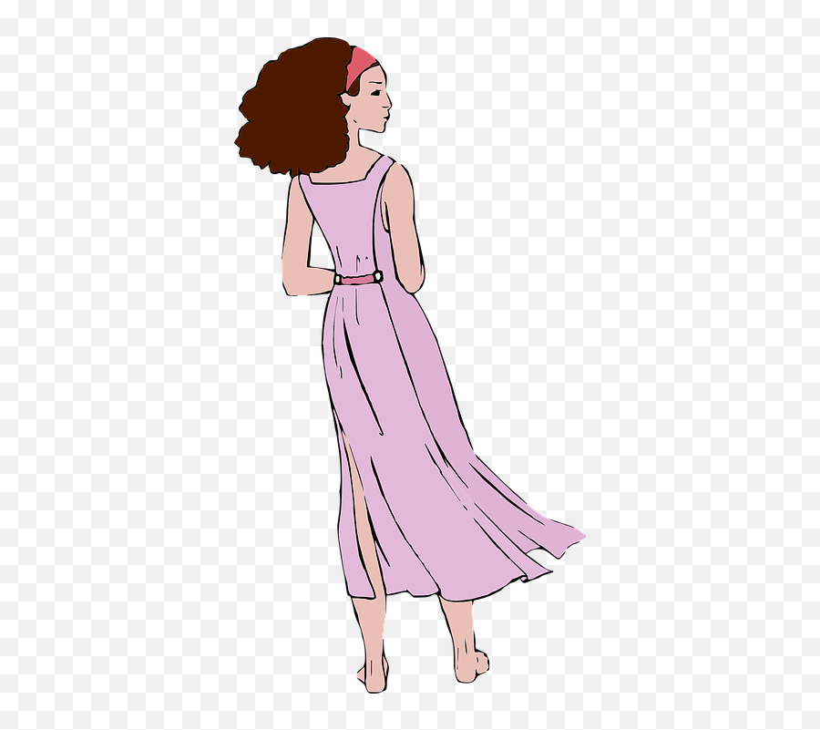 Lady Girl Woman - Back Girl Clipart Png,Woman In Dress Png