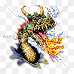 Fire Breathing Dragon Production Ready Artwork For T - Shirt Dragon Head Png,Fire Dragon Png