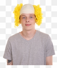 Curly Yellow Wig Hm - Short Sleeve png