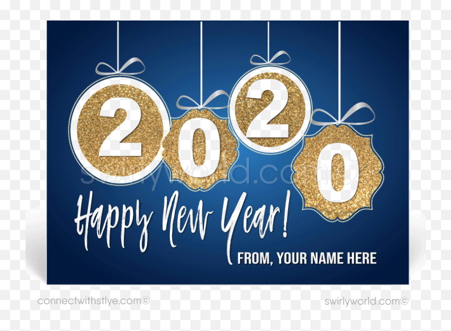 Navy And Gold Happy New Year Postcards For Clients - New Year Png,Happy New Year Logo