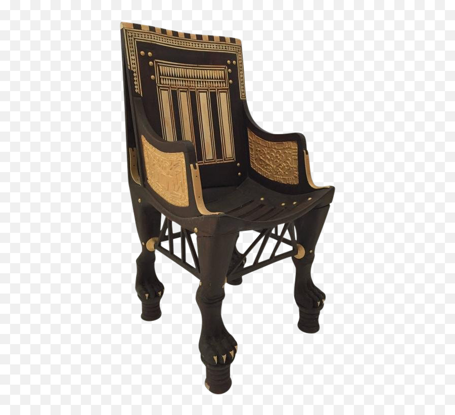 Vintage Mid Century Egyptian Revival Gilt Wood Throne Chair - Egyptian Throne Chair Png,Throne Png