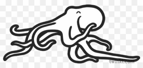 Octopus Map Icon Sea Creature Tentacles Eyfs Black And White Rgb - Clip Art Png,Tentacles Png