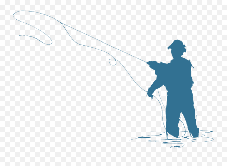 Fly Fisherman Silhouette - Fly Fishing Man Transparent Png,Fisherman Png
