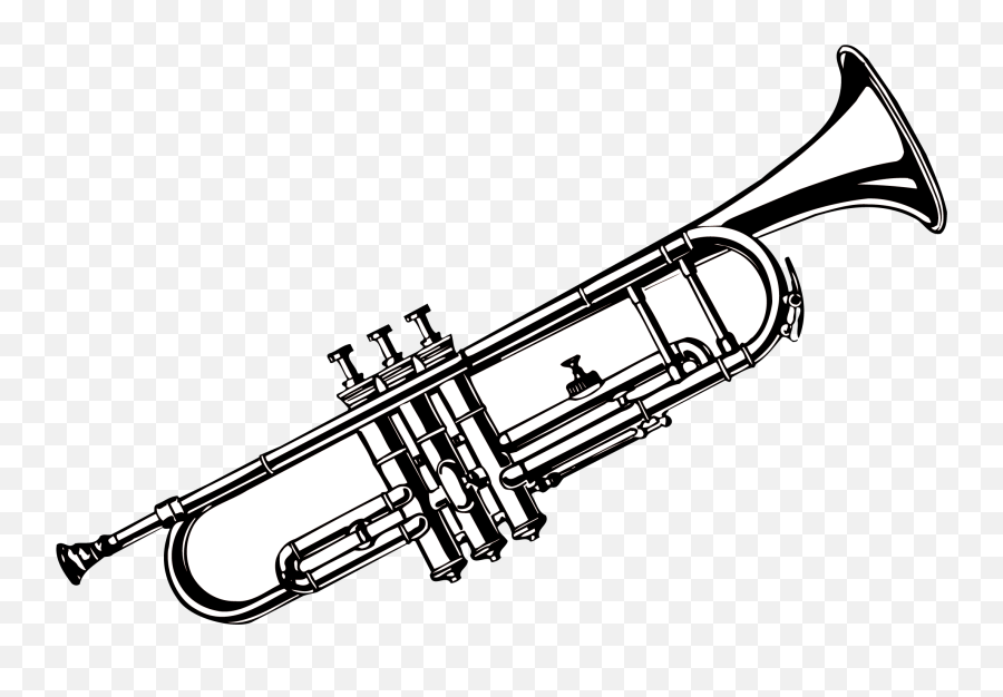 Musical Instrument Trumpet - Trumpet Black And White Png,Trumpet Png