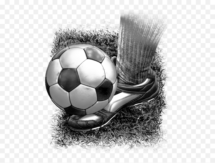 Soccer Fabric Foot Kicking The Ball Black And White - Foot Foot Kicking Ball Png,Soccer Ball Transparent