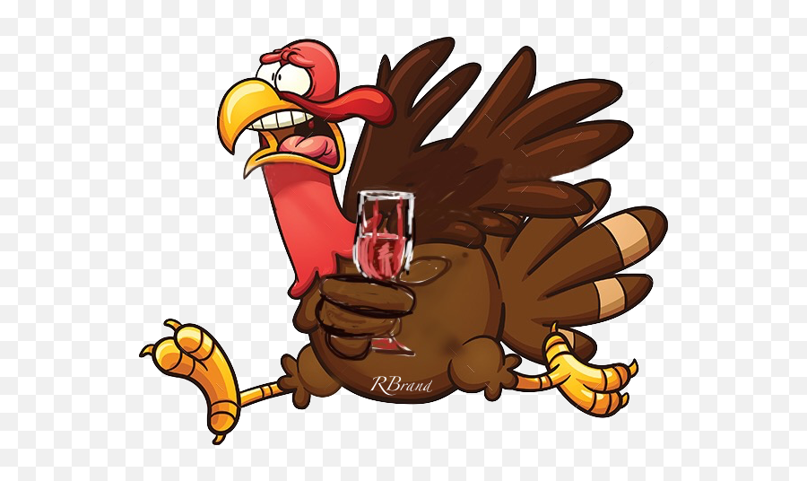 Download Hd Thanksgiving Turkey And Wine By Rbrand Graphics - Cartoon Turkey Running Png,Thanksgiving Turkey Png