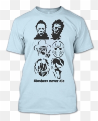 Slashers Never Die The Horror Movies Halloween Shirt - Freddy Krueger Stencil png