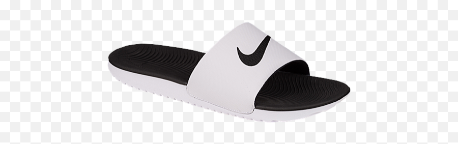 Black And White Nike Slides Shoes For Sale Free - Nike Kawa Slide White Png,White Nike Logo Transparent
