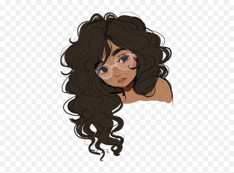 anime girl with wavy hair drawing