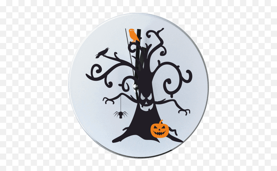 Round Wall Clock With Printing Halloween Tree - Fáceis Decoração Simples De Halloween Png,Halloween Tree Png
