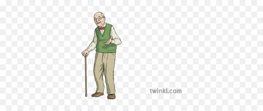 Old Man People Pensioner Walking Stick Ks2 Illustration - Twinkl Old Person With Stick Png,Old People Png
