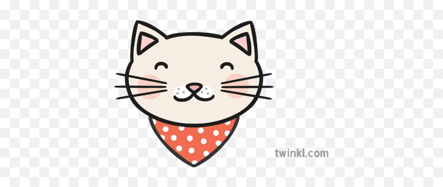Cat Face Cute Illustration - Twinkl Dog With A Bone Black And White Png,Cat Face Png