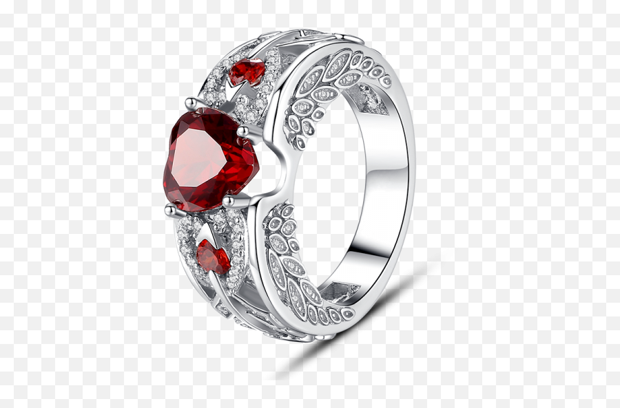Angel Wing Heart Red Crystal Engagement Ring - Engagement Rings With Angel Wings Png,Red Ring Png