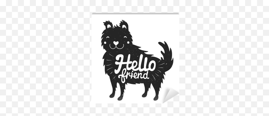 Wall Mural Smiley Face Dog And Lettering Text - Hello Friend Smiley Png,Hellofriend Icon