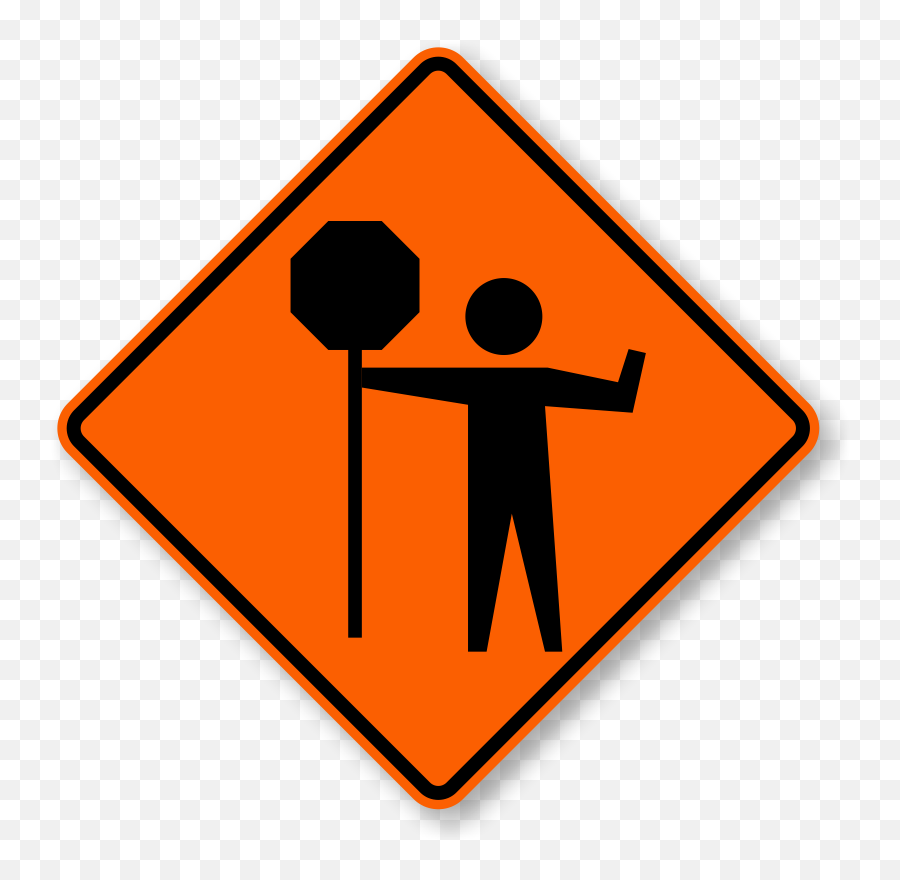 Caution Clipart Road Work Sign - Flagger Ahead Construction Flagger Sign Png,Caution Sign Png