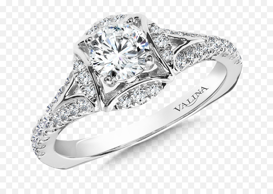 Halo Engagement Ring Mounting In 14k Whiterose Gold 29 Ct Tw - Ring Png,White Rose Transparent Background