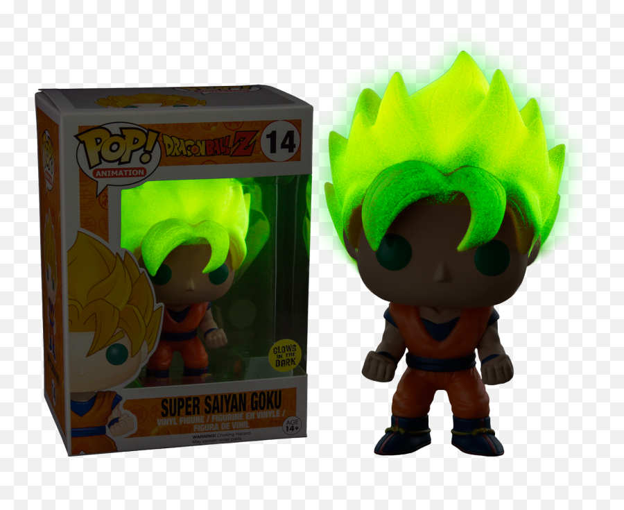 Dragon Ball Z - Super Saiyan Goku Glowinthedark Pop Vinyl Figure Goku Glow In The Dark Funko Png,Goku Hair Transparent