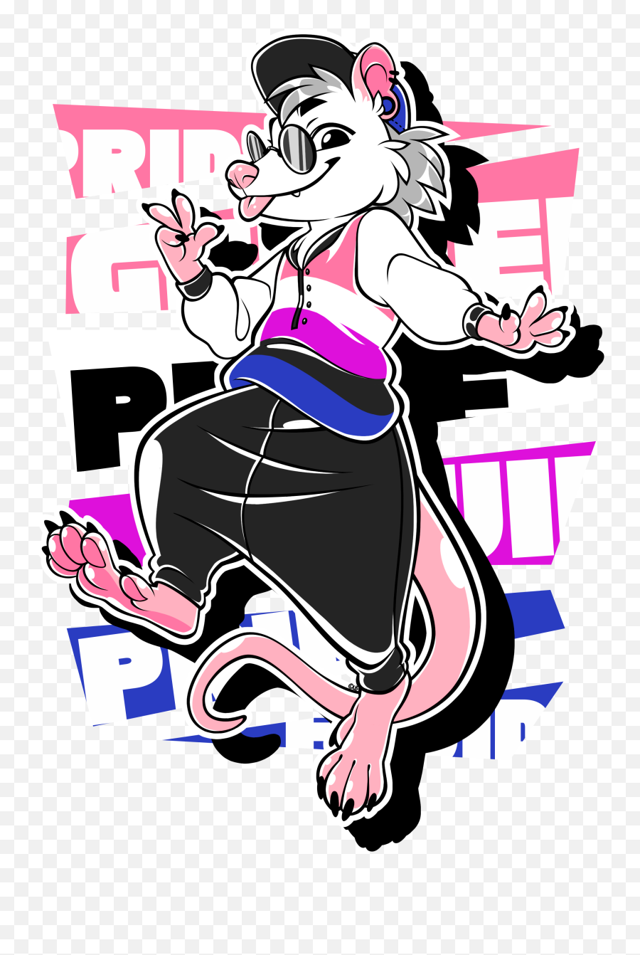 Frankie The Genderfluid Pride Opossum - Genderfluid Pride Art Png,Possum Transparent