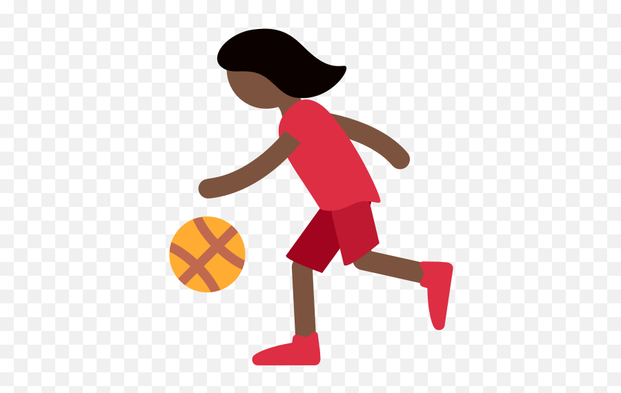 Bouncing Ball Emoji With Dark Skin Tone - Cartoon Person Playing Basketball Png,Basketball Emoji Png
