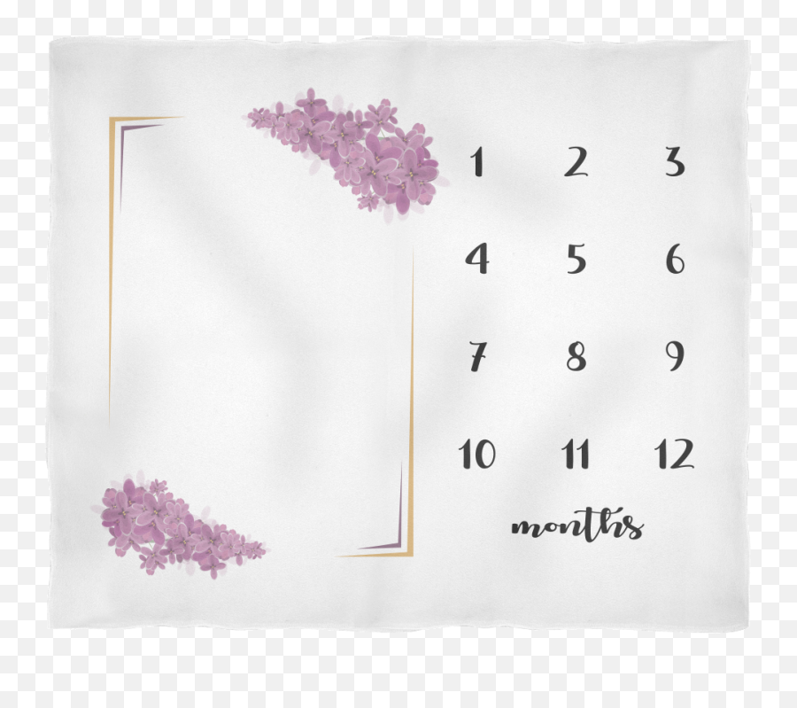 Monthly Milestone Baby Blanket With Purple Flowers - Cute Baby Shower Gift Decorative Png,Purple Flower Transparent