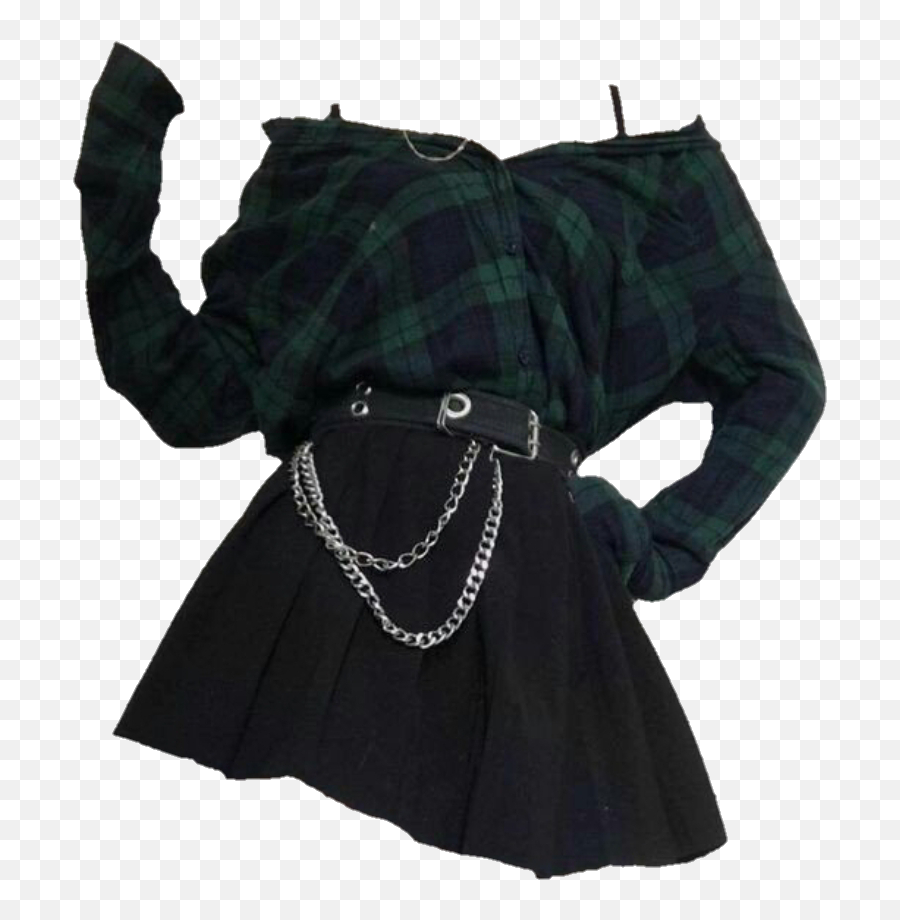 Plaid Green Png Aesthetic Girl Emo - Aesthetic Dark Green Outfits,Emo Png