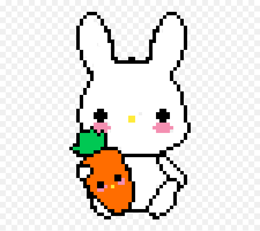 Pixilart - Bunny With Carrot By Katmicwar Dibujos De Conejos En Cuadricula Png,Kawaii Bunny Icon