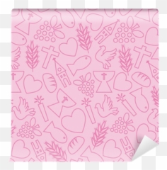 Wall Mural Pink Background With Communion Icons - PIXERSHK Fondo Para Comunion Niña png