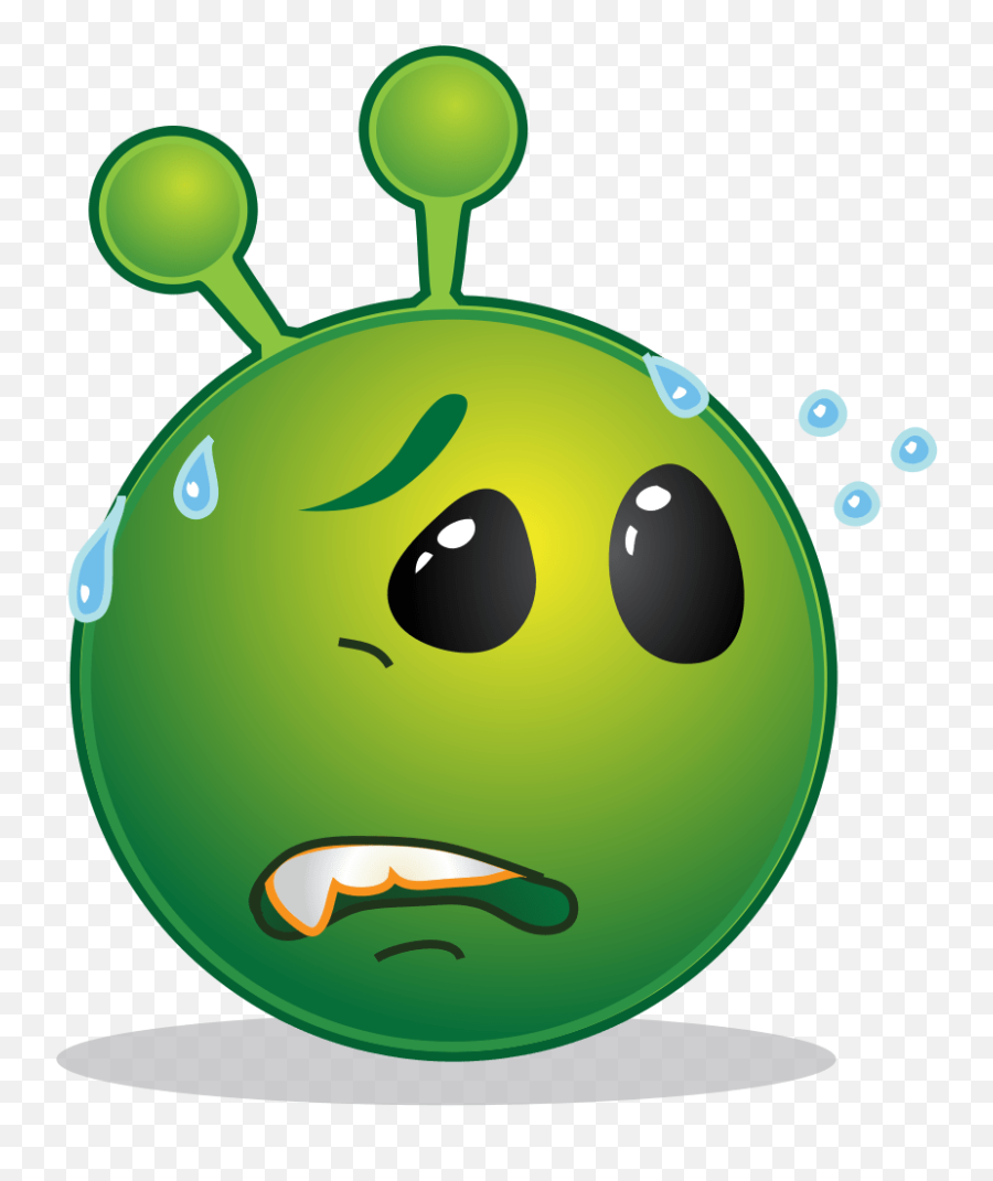 Smiley Green Alien Worried - Smiley Alien Clipart Full Green Smiley Alien Face Png,Alien Clipart Transparent