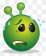 Smiley Green Alien Worried - Smiley Alien Clipart Full Green Smiley Alien Face Png,Alien Clipart Transparent