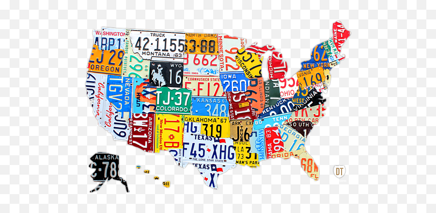 License Plate Map Of The Usa - Shirt Usa Map License Plates Png,Usa Map Png