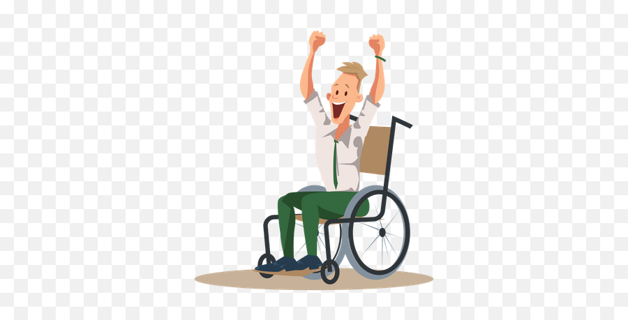 Best Premium Exited Disabled Office Worker Sitting In - Happy People At Work Cartoon Png,Wheelchair Icon Vector