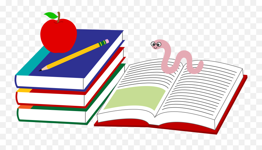Books Apple Pencil Bookworm Clip Art 1 - Books And Pencil Clip Art Books Pencil Png,Pencil Clip Art Png