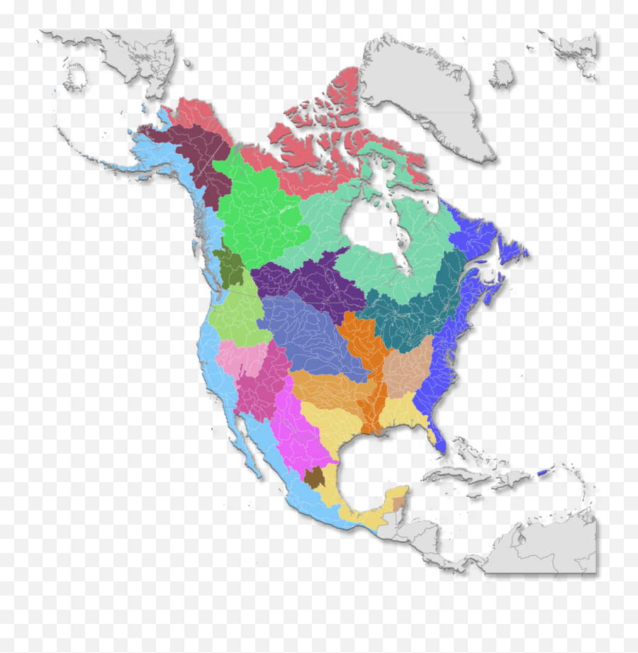 Watershed Map Of North America - North America Watershed Map Png,North America Png