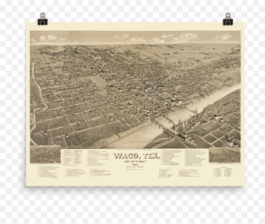 Waco Texas 1887 Map Print Png