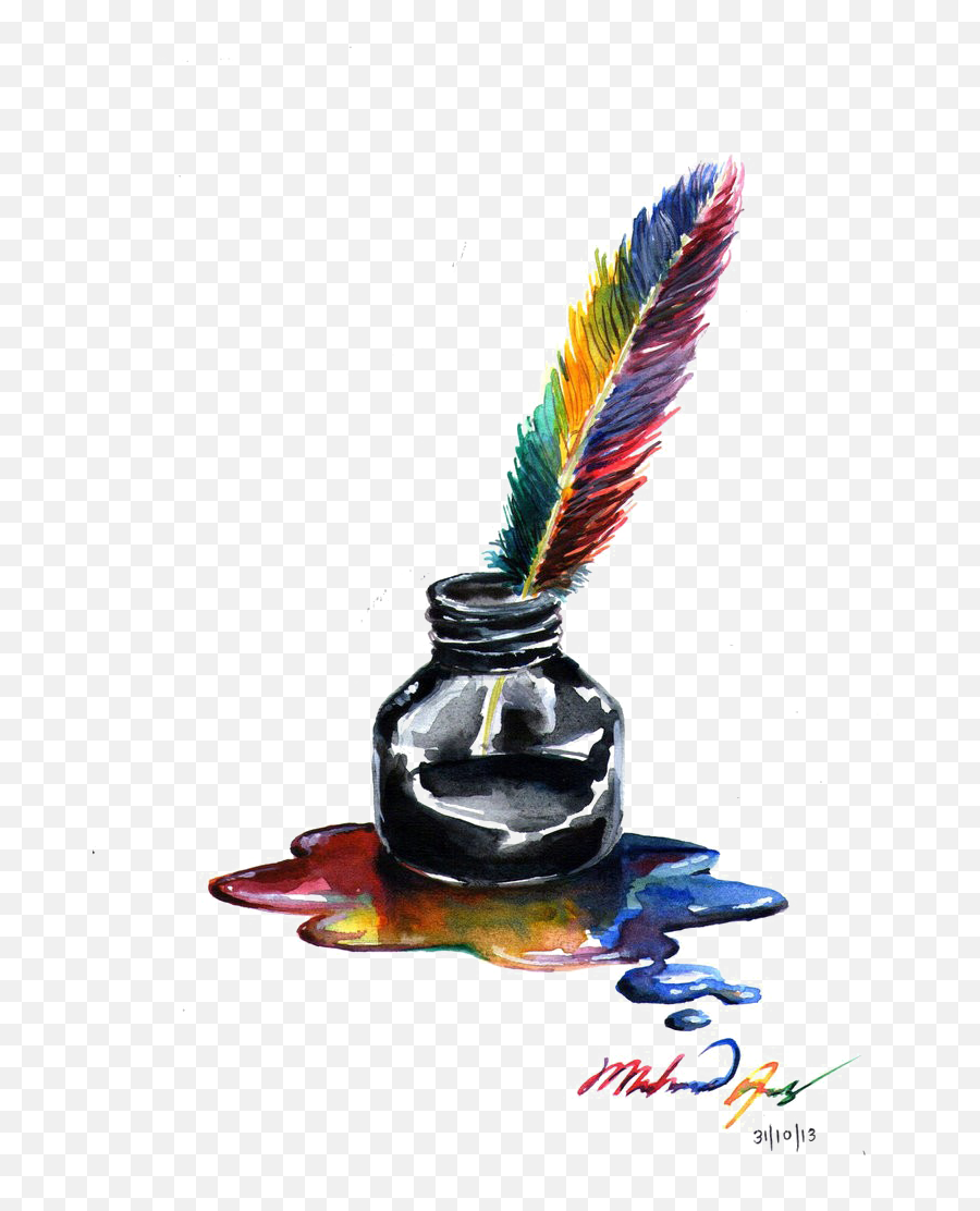Ink Pot Png Hd - Feather And Ink Clipart Png,Ink Png