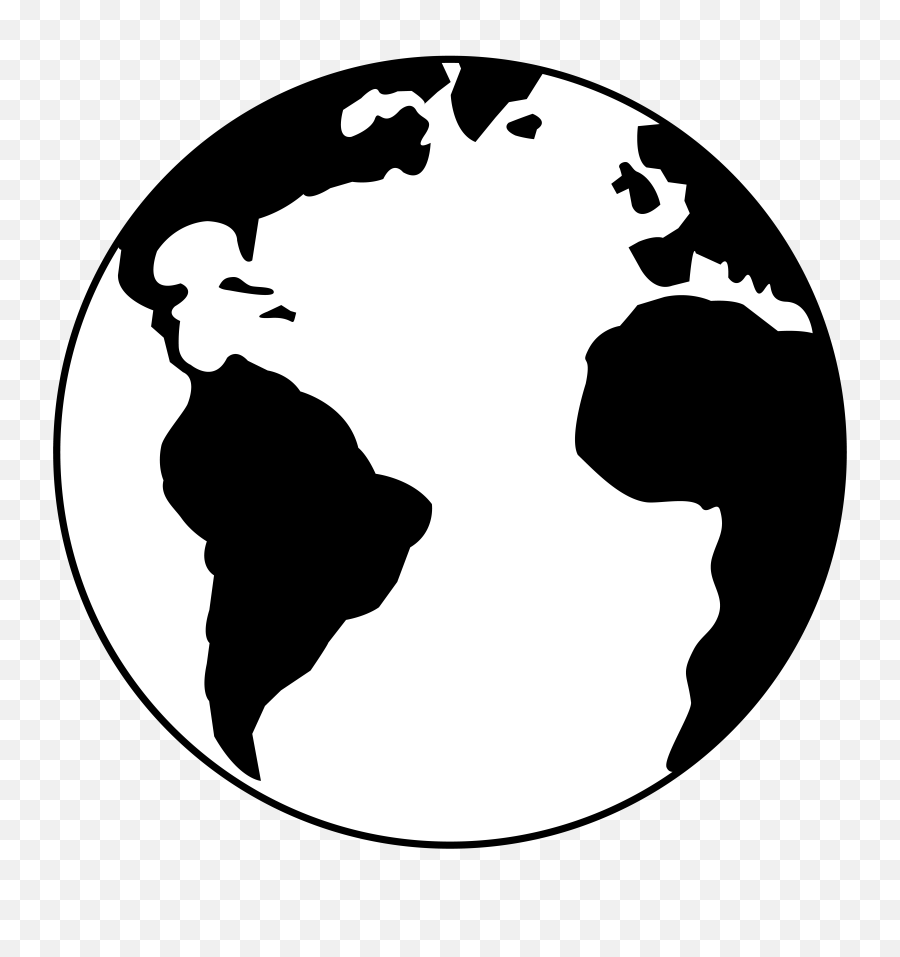 world globe clipart black and white