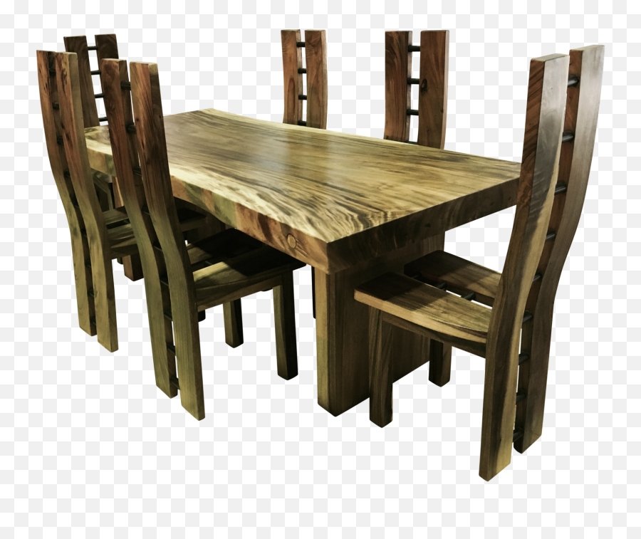 Live Edge Suar Table - Bench Png,Table And Chairs Png